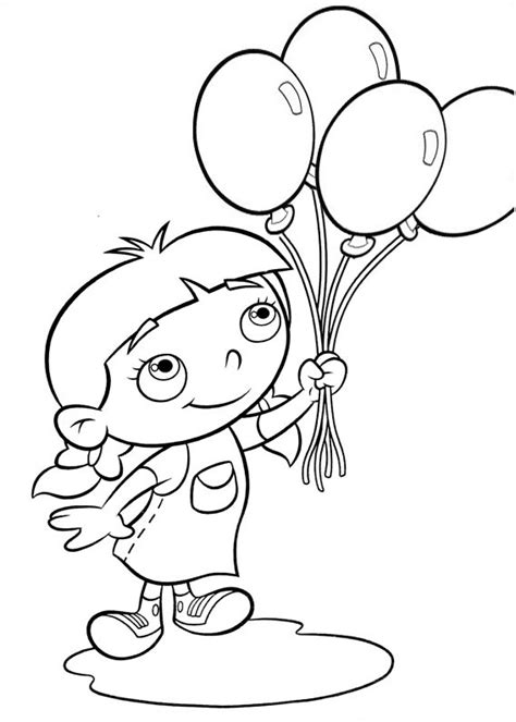 Annie With Balloons Coloring Page - Free Printable Coloring Pages for Kids