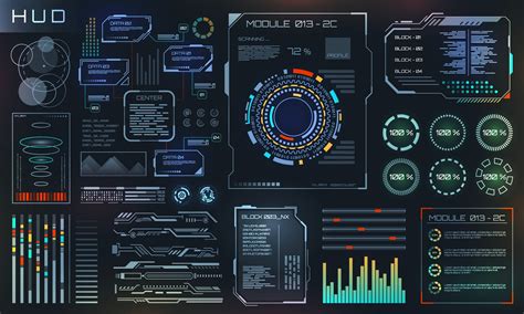 Futuristic Hud Interface Ui Ux Design Big Set Of Infographic Elements ...