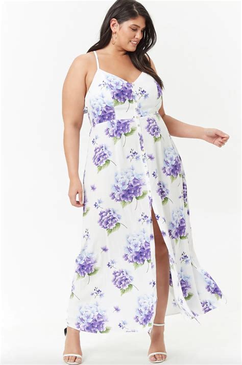 $24.90-Summer-Bridal-Shower-Dresses-Forever-21-Plus-Size-Floral-Ruffle-Maxi-Dress-$24.90 ...