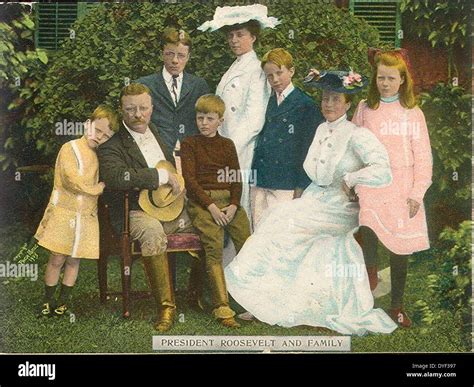 Family Portrait Theodore Roosevelt 1906. A colour portrait of Theodore Roosevelt's family. With ...