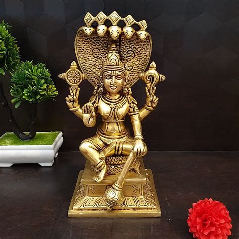 Lord Vishnu Brass Idol 4.5" - VgoCart.Com - Brass Antique Collections