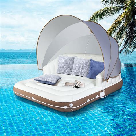 Costway Canopy Inflatable Pool Float Lounge Swimming Raft - Walmart.com - Walmart.com