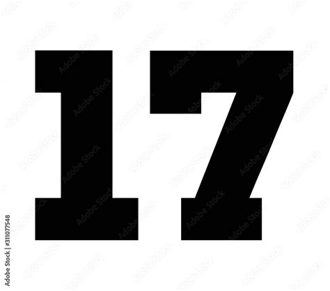 17,Classic Vintage Sport Jersey Number, Uniform numbers in black as fat ...