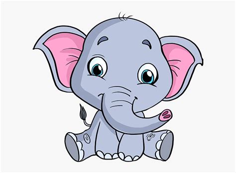 How To Draw Baby Elephant - Easy Baby Elephant Drawing, HD Png Download , Transparent Png Image ...