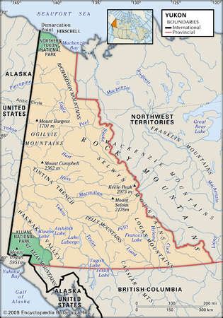 Stock Illustration - Physical map of Yukon Territory, Canada, showing national parks, mountains ...