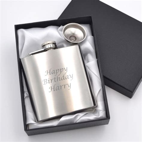 Personalised Engraved Stainless Steel Metal Hip Flask 6oz UK Next Day Delivery | Always Personal