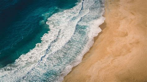 Aerial View Beach Sand And Ocean Waves Wallpapers - Wallpaper Cave