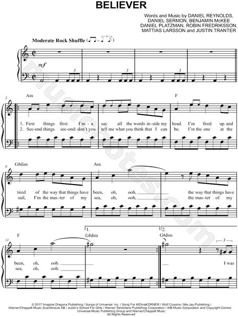 Believer Piano Sheet Music | ubicaciondepersonas.cdmx.gob.mx