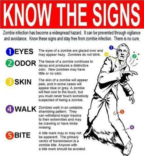 Zombie symptoms and signs..... | ZOMBIES: | Pinterest | Signs and Zombies