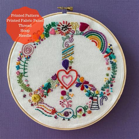 Embroidery Kit Complete kit includes Pattern, Preprinted Fabric, thread ...