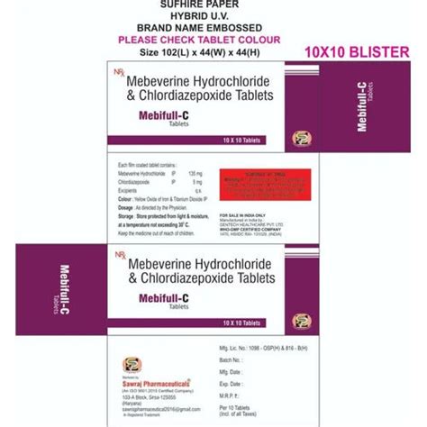 Mebeverin Hcl Chlordia-zepoxide Tablets General Medicines at Best Price ...