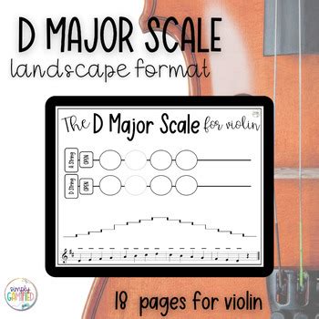 D Major Scale-Violin (one octave) Worksheets and Reference Pages-Landscape