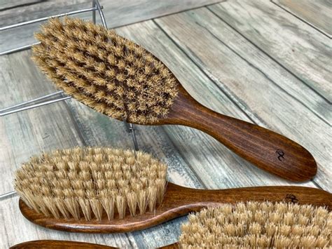 USA Made Natural Color BOAR Hair Brush Wood Handle Stained - Etsy