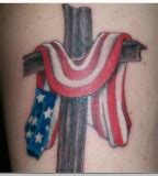 Cross and American Flag Tattoo Design