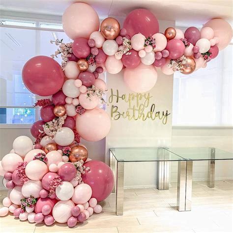 Pink Balloon Arch Garland Kit, 108 Pieces Pink and Gold Latex Balloons ...