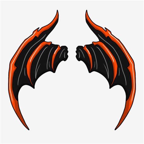 Evil Wings Orange Wings Game Wings Cartoon Illustration, Hand Drawn ...