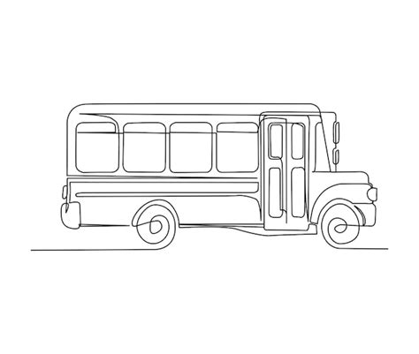 Premium Vector | Continuous one line drawing of old school bus vintage ...