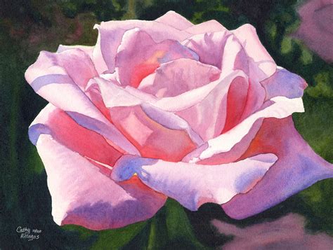 Pink Rose Watercolor Painting Print by Cathy Hillegas 8x10 | Etsy