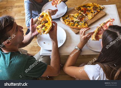 Group People Eating Pizza Stock Photo 279876896 | Shutterstock