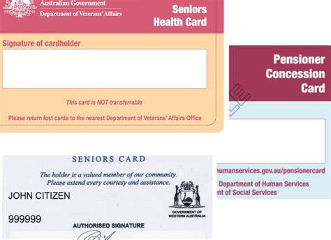 What concession cards are available for seniors and pensioners?