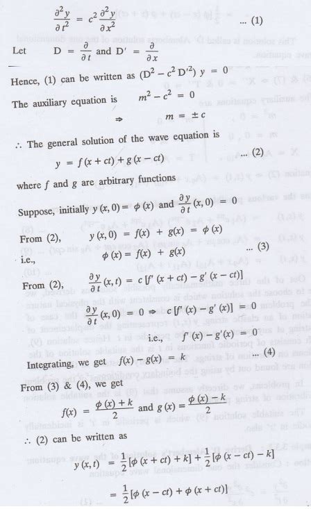 Solutions Of One Dimensional Wave Equation - Examples