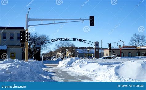 BEMIDJI, MN - 8 FEB 2019: Village Street Scene after a Winter Snow ...