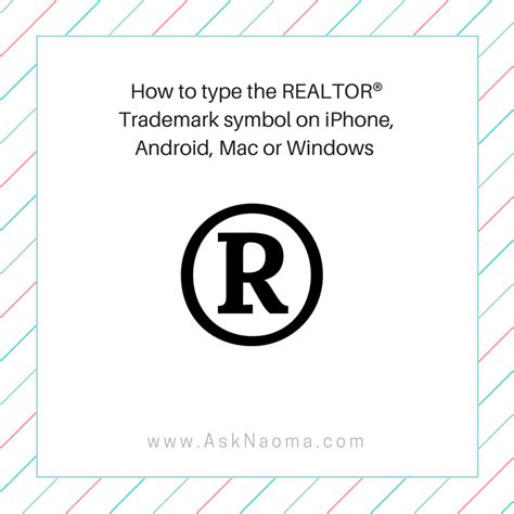 How to type REALTOR® trademark symbol on iPhone, Androi