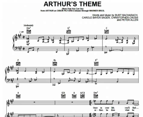 Christopher Cross - Arthur’s Theme Free Sheet Music PDF for Piano | The ...