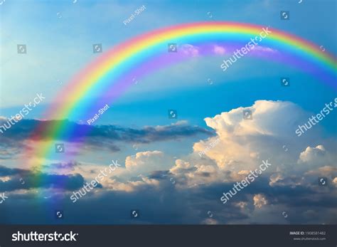 Beautiful View Blue Sky Clouds Rainbow Stock Photo 1908581482 ...