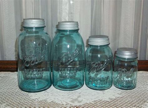 4 Sizes Vintage Blue Ball Jars Half Gallon Quart by BallAntiques