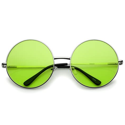 Super Oversize Slim Temple Colorful Lens Round Sunglasses 61mm | Fashion eye glasses, Glasses ...