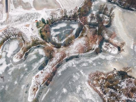 Drone Aerial View of Frozen Kirkilai Lakes Stock Image - Image of park, nature: 170596637