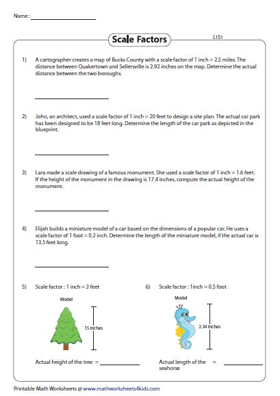 Scale Factor Worksheet 7th Grade Pdf