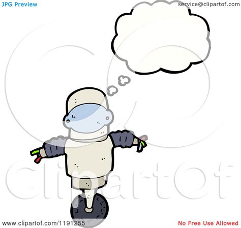 Cartoon of a Robot Thinking - Royalty Free Vector Illustration by ...