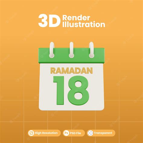 Premium PSD | Ramadan calendar number 18 isolated template 3d illustration