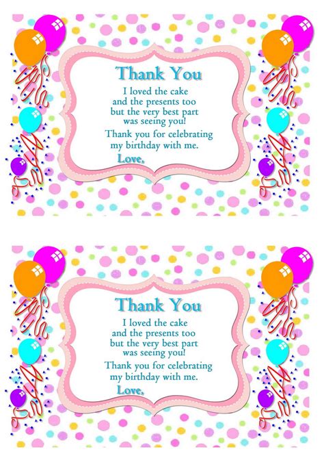 Birthday Thank you Cards | Birthday Printable