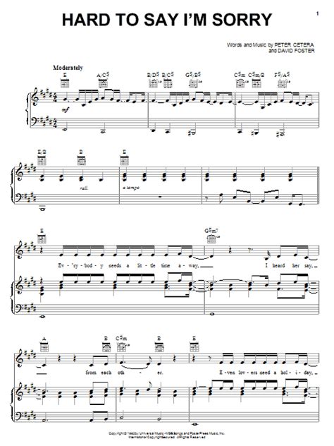 Chicago "Hard To Say I'm Sorry" Sheet Music Notes | Download Printable PDF Score 482051