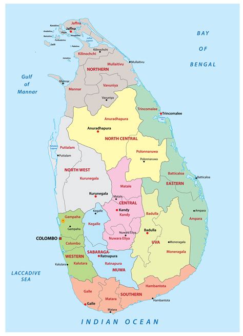 District Map Of Sri Lanka Named In Sinhala