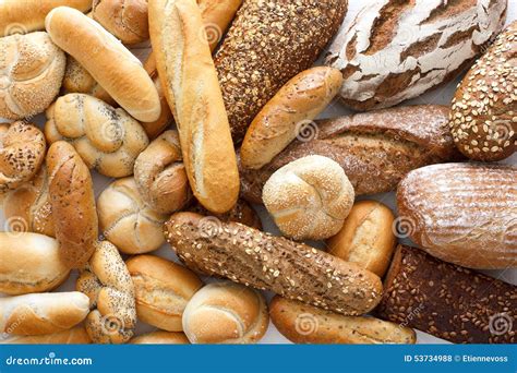 Many Mixed Breads and Rolls. Stock Photo - Image of baguette, angle ...