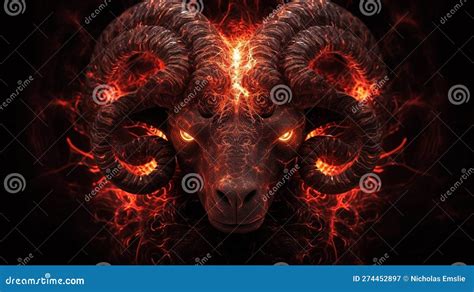 Fiery Aries Ram Symbol Ai Generated Stock Illustration - Illustration ...