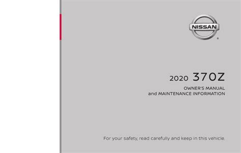 2020 Nissan Z Coupe – Owner's Manual – 455 Pages – PDF