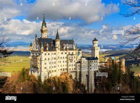 Neuschwanstein Castle in winter landscape, Fussen, Germany Stock Photo ...