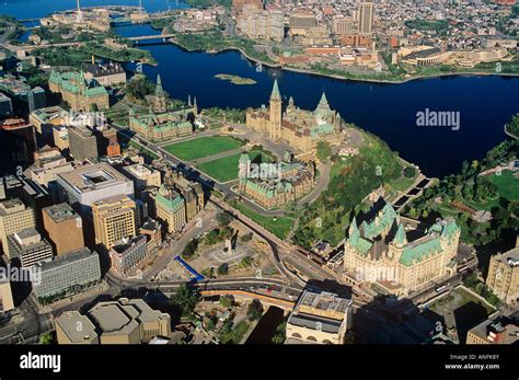 Aerial of parliament hill, Hull, Ottawa, Ontario, Canada Stock Photo ...