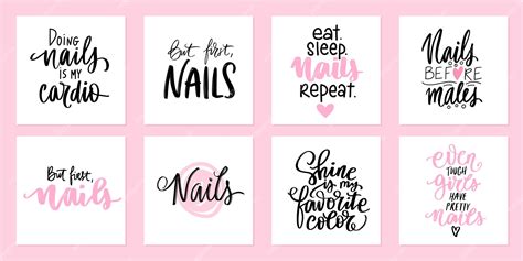 Premium Vector | Nails quotes, manicure letterings for beauty salon or ...