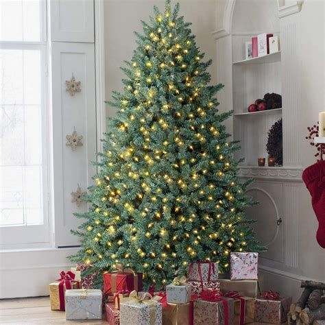 OasisCraft Pre-lit Christmas Tree 7ft Premium Hinged Blue Spruce ...