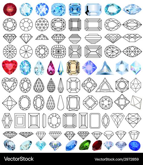 Cut precious gem stones set Royalty Free Vector Image