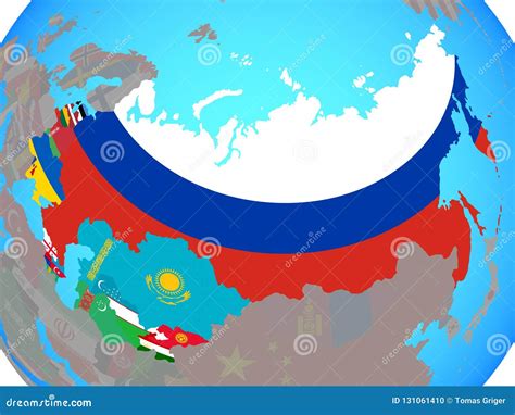 Former Soviet Union with Flags on Map Stock Illustration - Illustration of flag, globe: 131061410