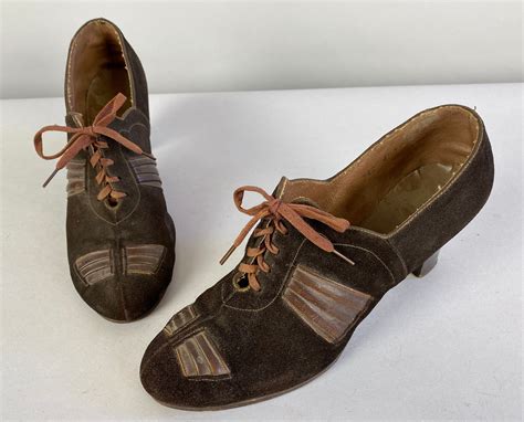 1930s Glorious Gatsby Heels | Vintage 30s Espresso Brown Suede with ...