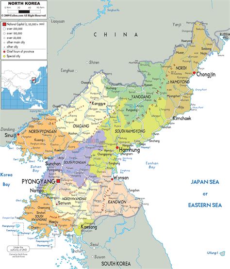 Political Map of North Korea - Ezilon Maps