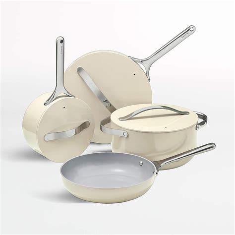 Caraway Home 7-Piece Cream Non-Stick Ceramic Cookware Set + Reviews | Crate & Barrel